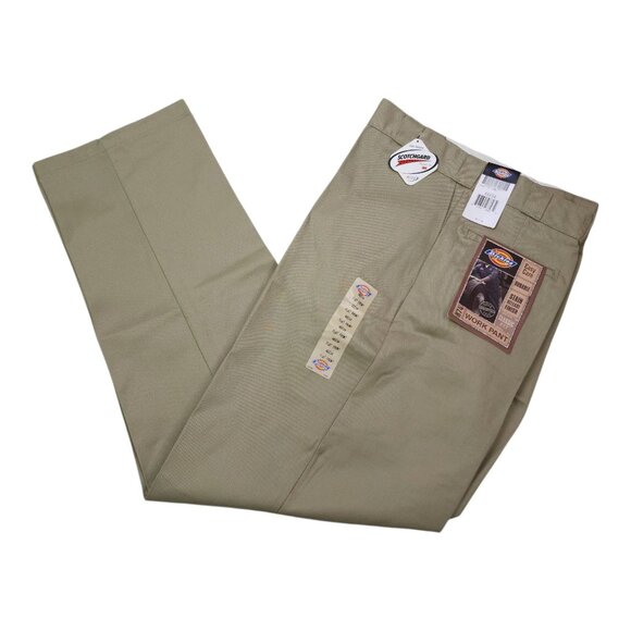 Dickies Mens 874 Work Pants 48x34 Khaki Durable Easy Care Stain Release Classic - Picture 1 of 12